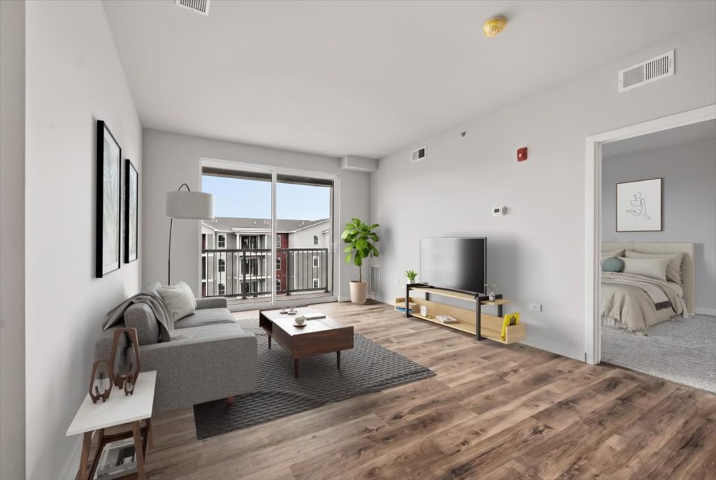 Virtually staged Randall Terrace living room